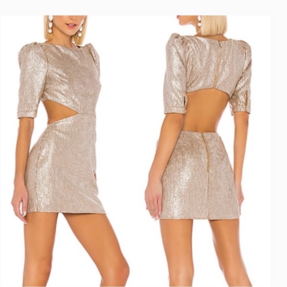 Camila Coelho Champagne Gold Bailey Mini Cutout Dress